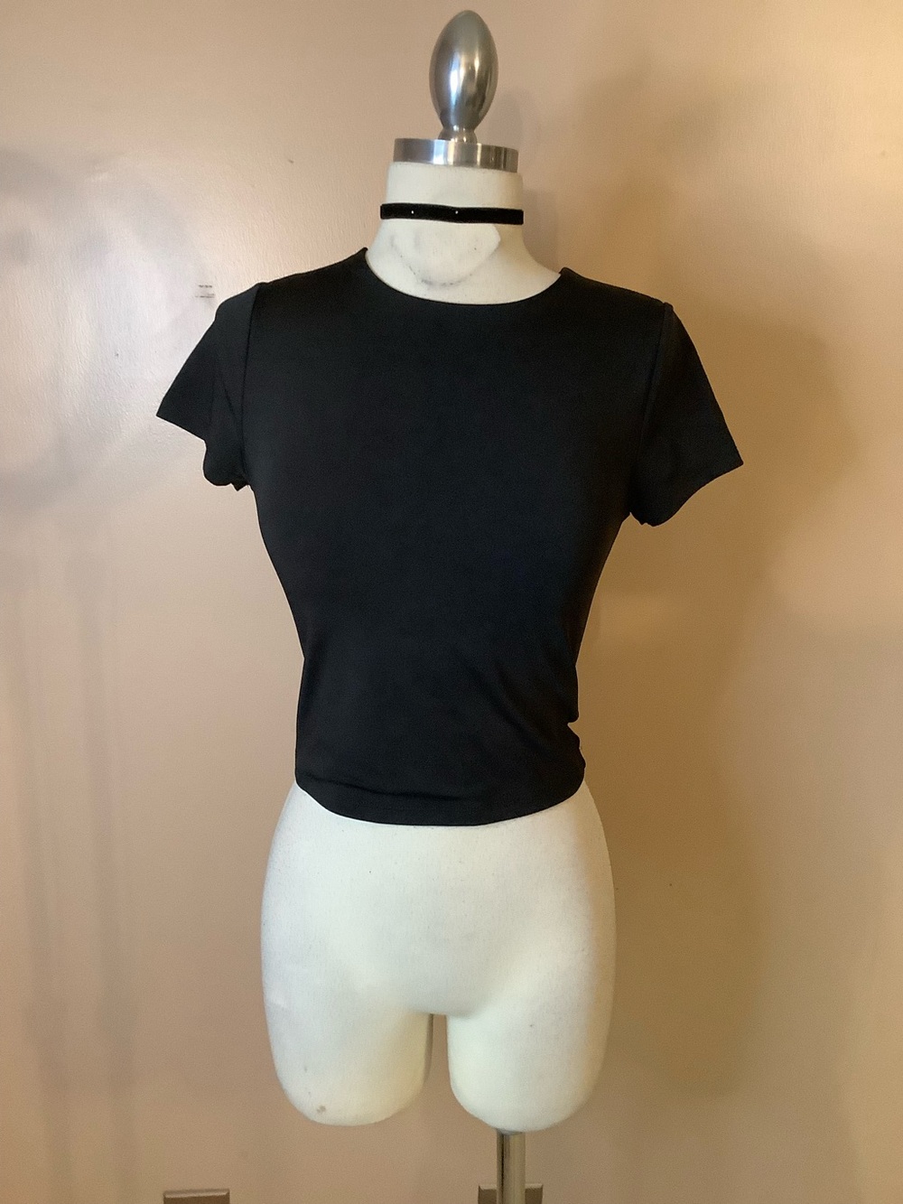 Express Body Contour Black Short Sleeve Crop Top Seamless T-Shirt XS